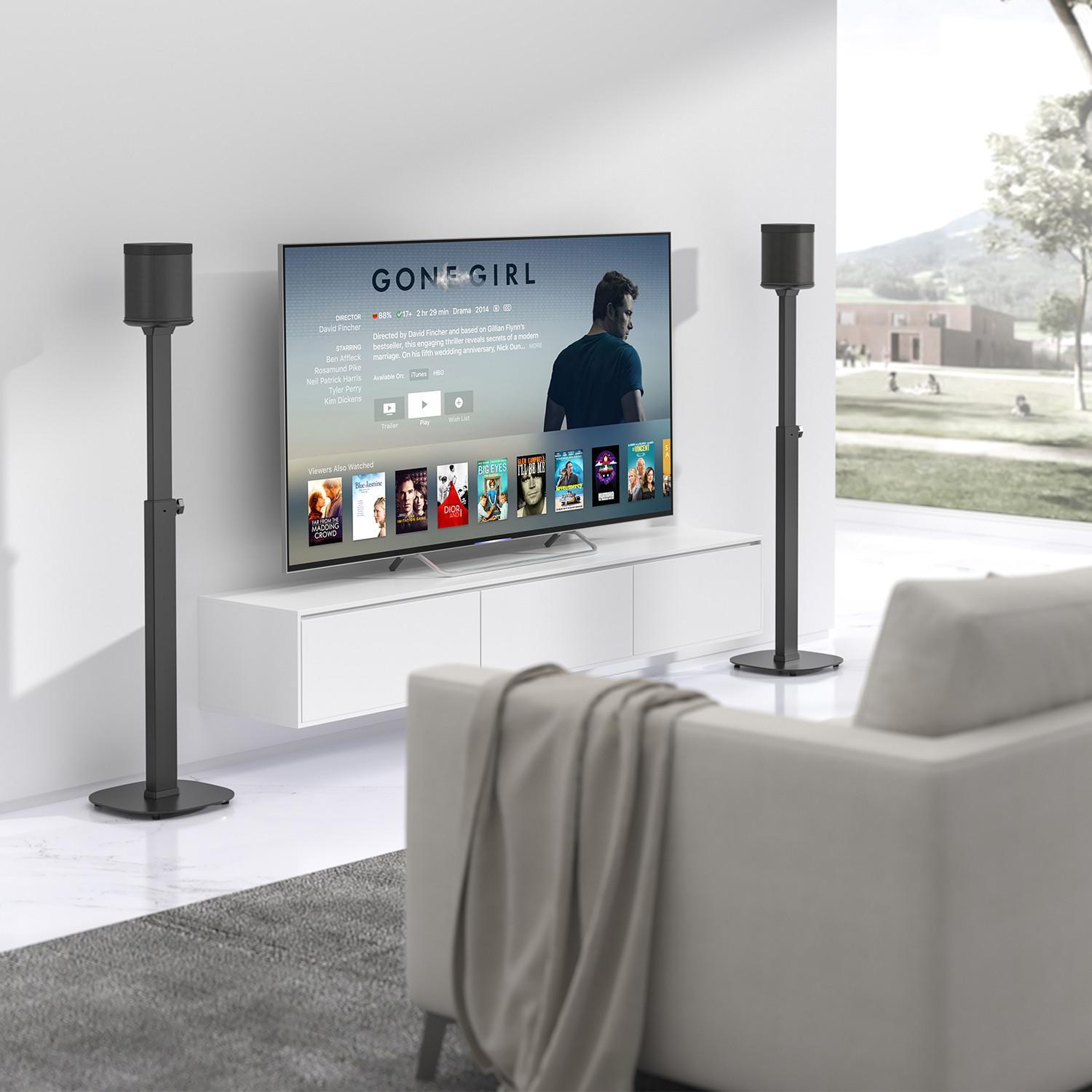 Stativ dyshemeje Maclean MC-940, për altoparlant Sonos One One SL, lartësi e rregullueshme, i zi