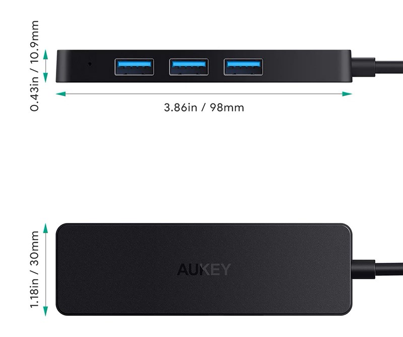 USB Hub USB-A Aukey CB-H39, 4 porte, 5Gbps, i zi