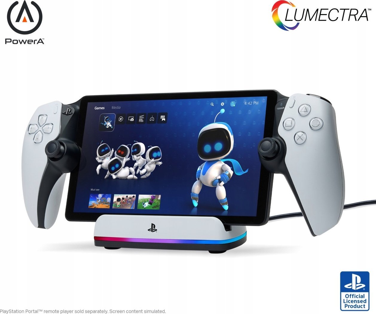 Stacion karikimi PowerA për PlayStation Portal Remote Player Lumectra, RGB, USB C, i bardhë