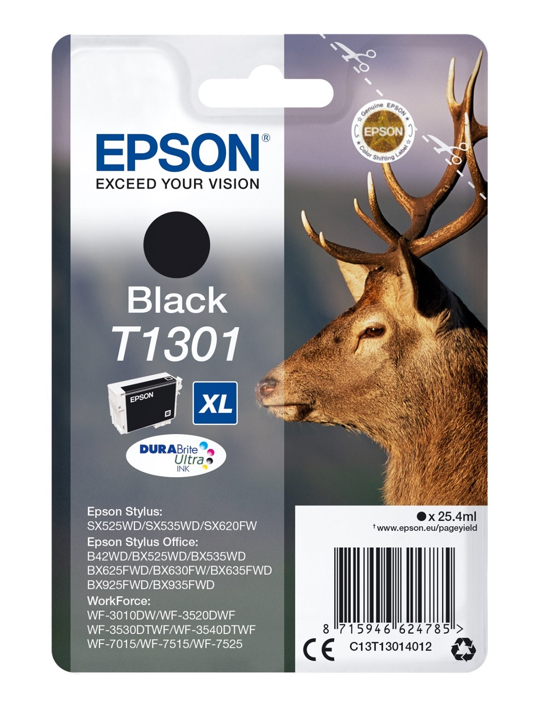 Ngjyrë Epson Singlepack T1301 DURABrite Ultra Ink, e zezë