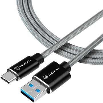 USB кабел Tactical Fast Rope Aramid, USB A во USB C, 0.3 m, сив