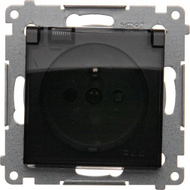 Prizë Kontakt Simon 54 DGZ1BZ.01/49A, modul IP44 16A 250V, kapak transparent, e zezë mat