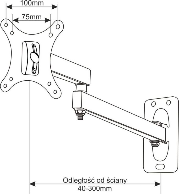 Ѕиден држач за ТВ, ротирачки, 20\", црн