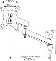 Ѕиден држач за ТВ, ротирачки, 20\", црн