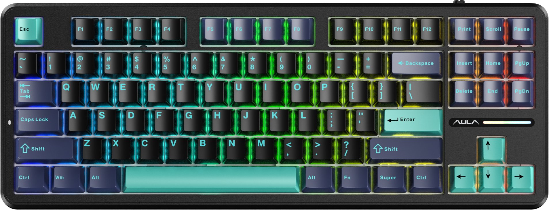 Tastierë mekanike AULA F87Pro, tri mode pa tela, 87 taste, e zezë