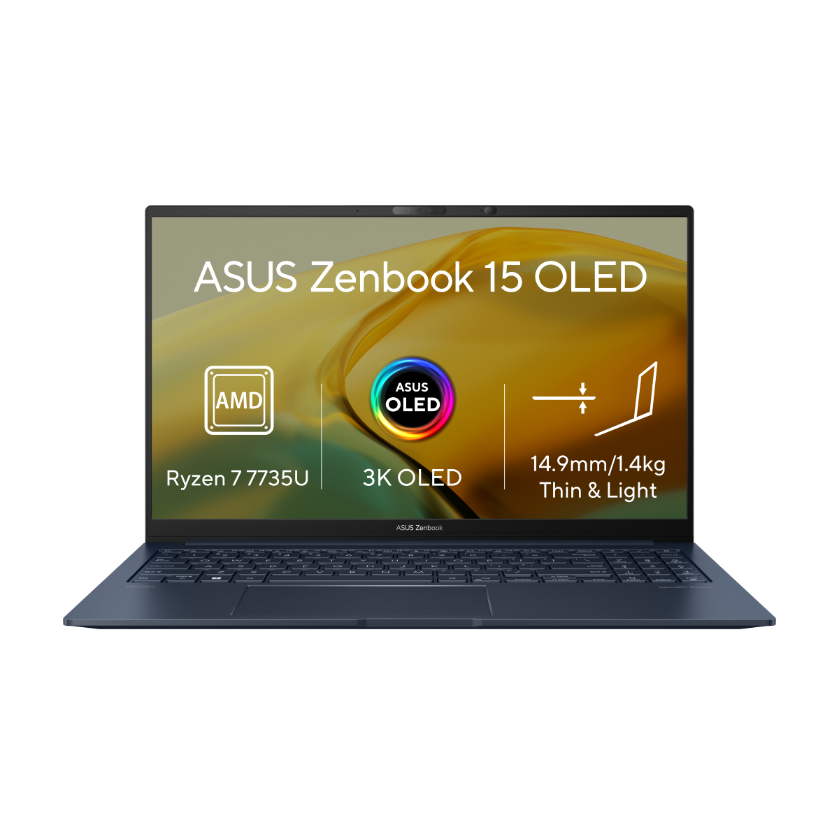 Laptop ASUS Zenbook 15 OLED, 15,6", 2,8K, Ryzen 7 7735U, 16GB RAM, 1TB SSD, i zi