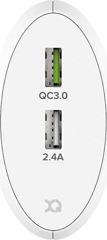 Karikues muri Xqisit Wall Charger 2.4A, Dual USB QC 3.0, i bardhë