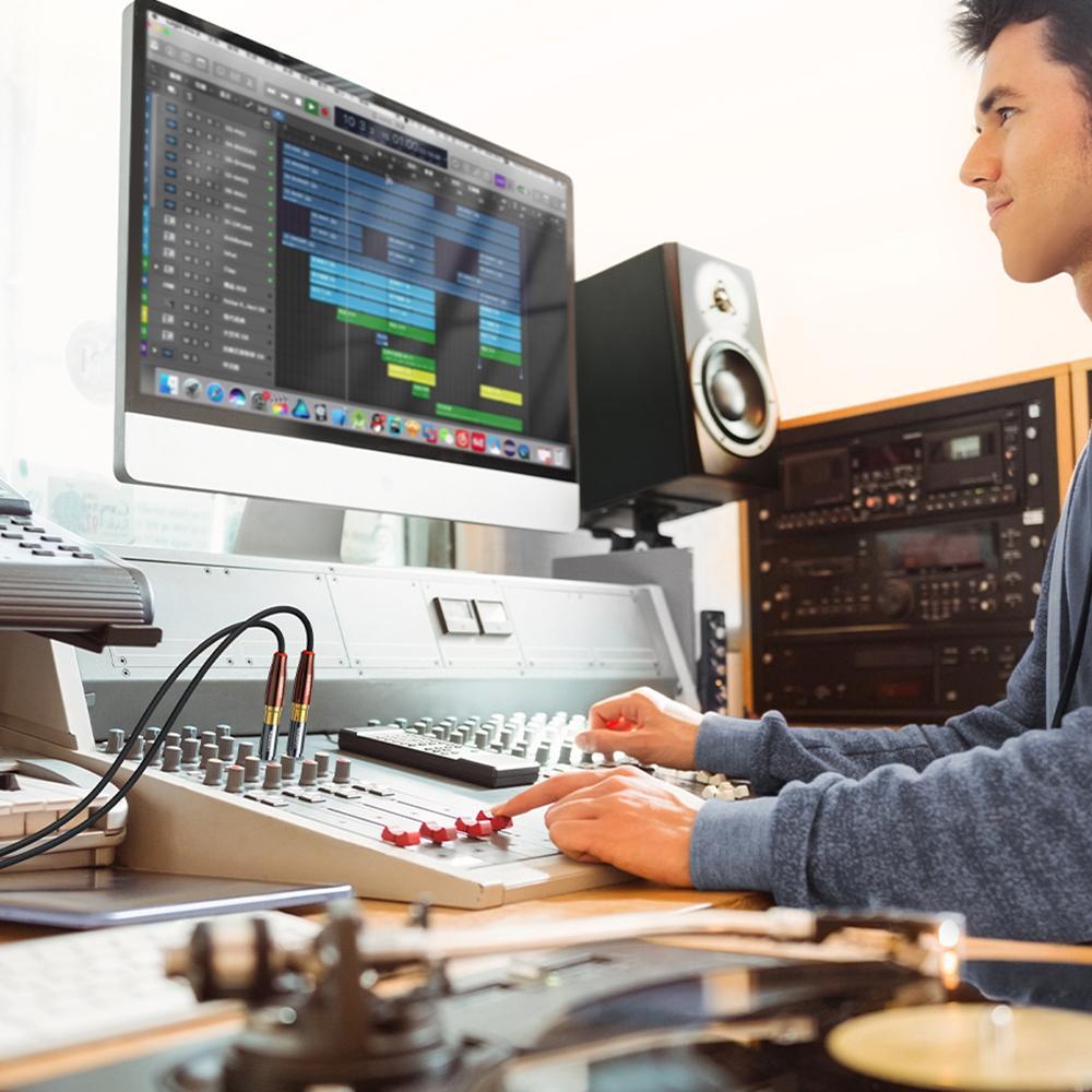 Adapter audio Ugreen AV169, Jack 6.35mm në RCA, i zi