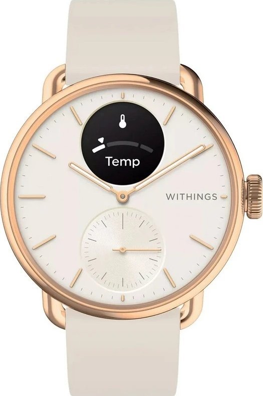 Ore hibride smartwatch Withings ScanWatch 2, 38mm, ECG dhe matje temperature, rozë gold