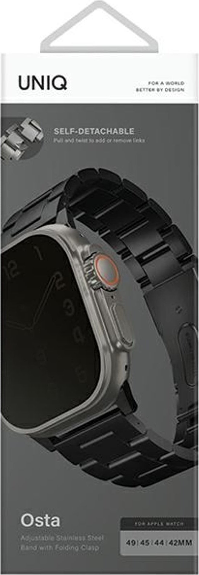 Rrip ore Uniq Osta Case për Apple Watch, çelik inox, 42 44 45 49mm, argjendtë