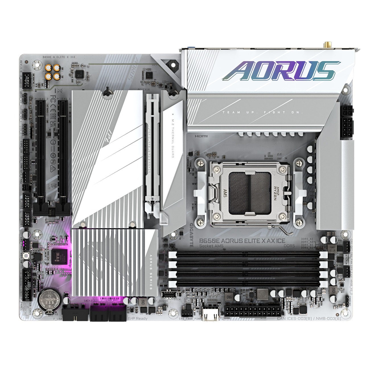 Pllakë amë GIGABYTE B650E AORUS ELITE X AX ICE, AMD Ryzen 8000, Socket AM5, ATX, e bardhë
