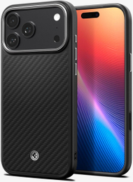 Mbulesë telefoni Spigen Enzo Aramid T MagSafe, për iPhone 17 Pro Max, e zezë argjendi