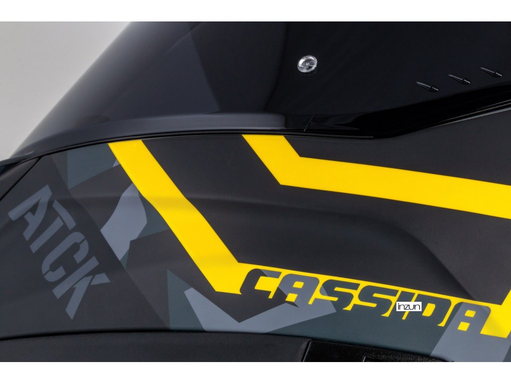 Kaskë moto CASSIDA Aero ATCK, integrale, ECE 22.06, gri kamuflazh e zezë e verdhë neon