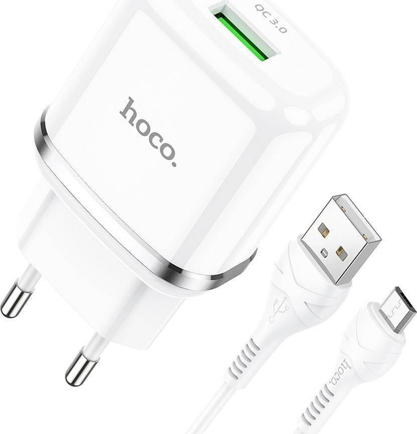 Karikues muri Hoco N3, 1x USB A, 18W QC 3.0, i bardhë