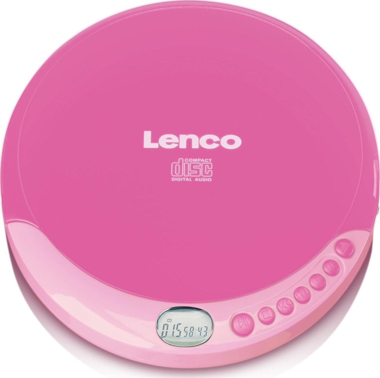 Пренослив CD плеер Lenco CD-011, LCD екран, приклучок 3.5 mm, розова боја