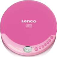 Пренослив CD плеер Lenco CD-011, LCD екран, приклучок 3.5 mm, розова боја