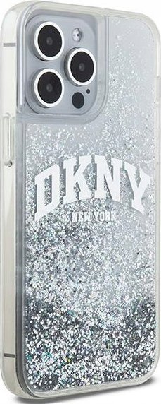 Mbulesë telefoni DKNY Liquid Glitter Big Logo për iPhone 15 Pro 6.1", TPU PC, e bardhë