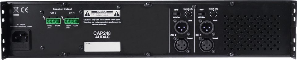 Amplifikator Audac CAP 248, 2 kanale, 100V ELA, i zi