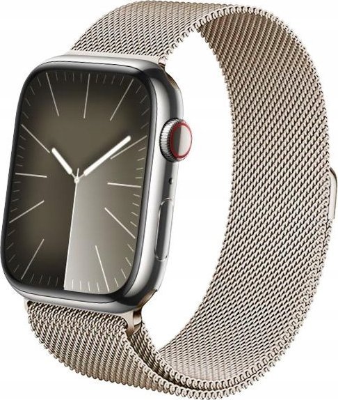 Rrip ore Crong Milano Steel për Apple Watch, çelik inox, 42/44/45/49 mm, ngjyrë shampanjë