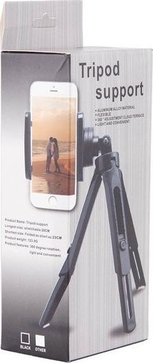 Селфи стап Baseus Mini Tripod држач, ротација 360°, алуминиум ABS, црн