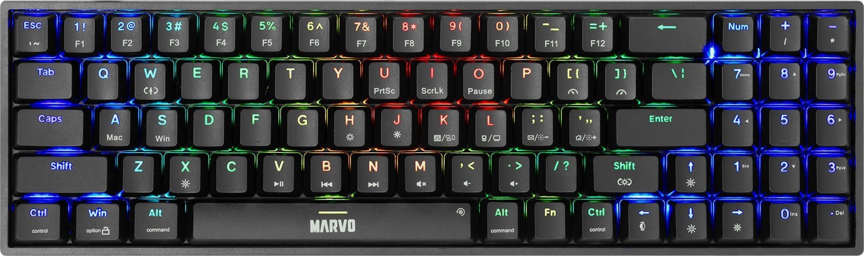 Tastierë gaming Marvo SHOGO 78, mekanike, me kabllo USB, me ndriçim RGB, e zezë