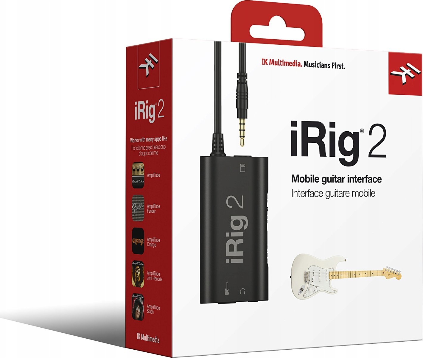 Interfejs kitarre IK Multimedia iRig 2, për iOS dhe Mac, portë 1/8" TRRS, i zi