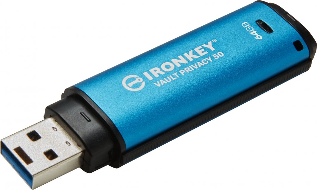USB Kingston IronKey Privacy 50, 64 GB, i kaltër