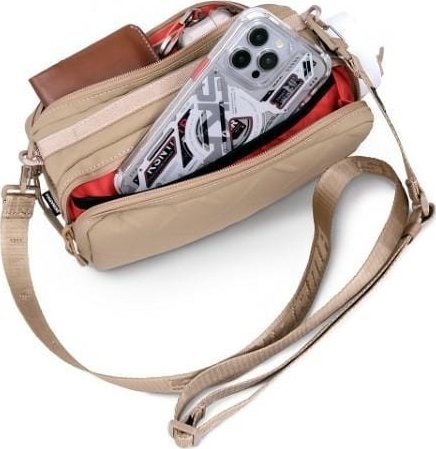 Çantë kryq-trupi Skinarma Juno, organizuese për telefon dhe dokumente, najlon rezistent ndaj ujit, ngjyrë khaki