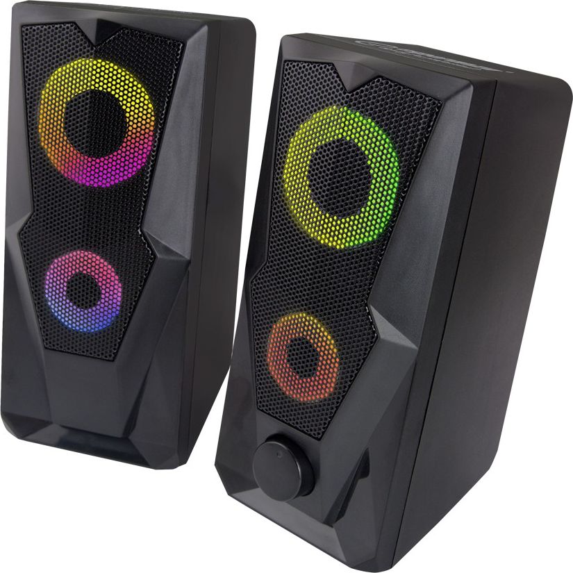 Altoparlantë për kompjuter Esperanza Rainbow Baila EGS103, 6W, LED RGB, të zinj