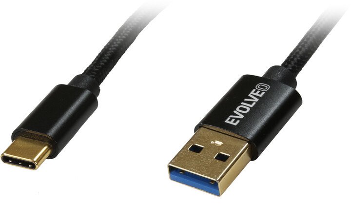 Kabllo Evolveo USB-C 3.2 Gen1, 1m, e zezë
