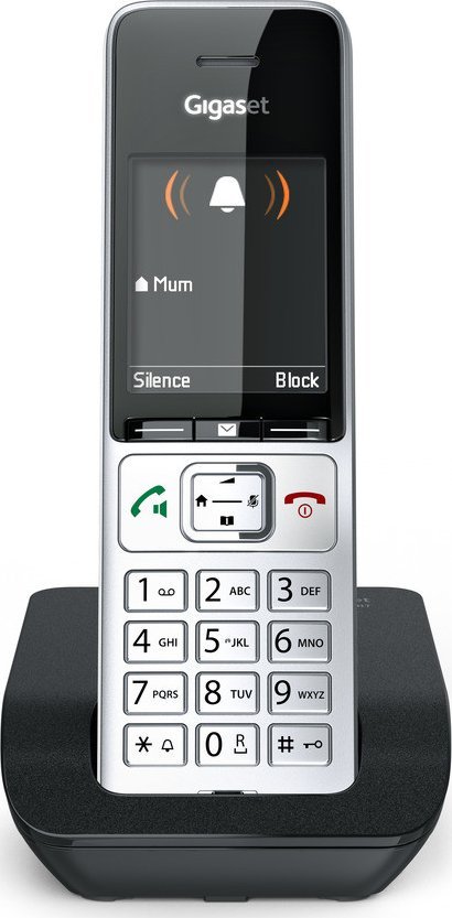 Telefoni fiks Gigaset COMFORT 500, analog, ekran 2.2", argjendtë e zi