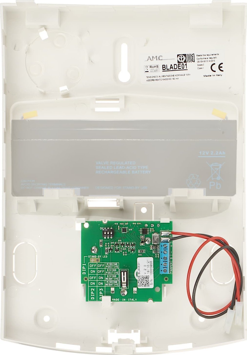 Sirena e jashtme Blade 01, akustike optike, 12V, e kuqe