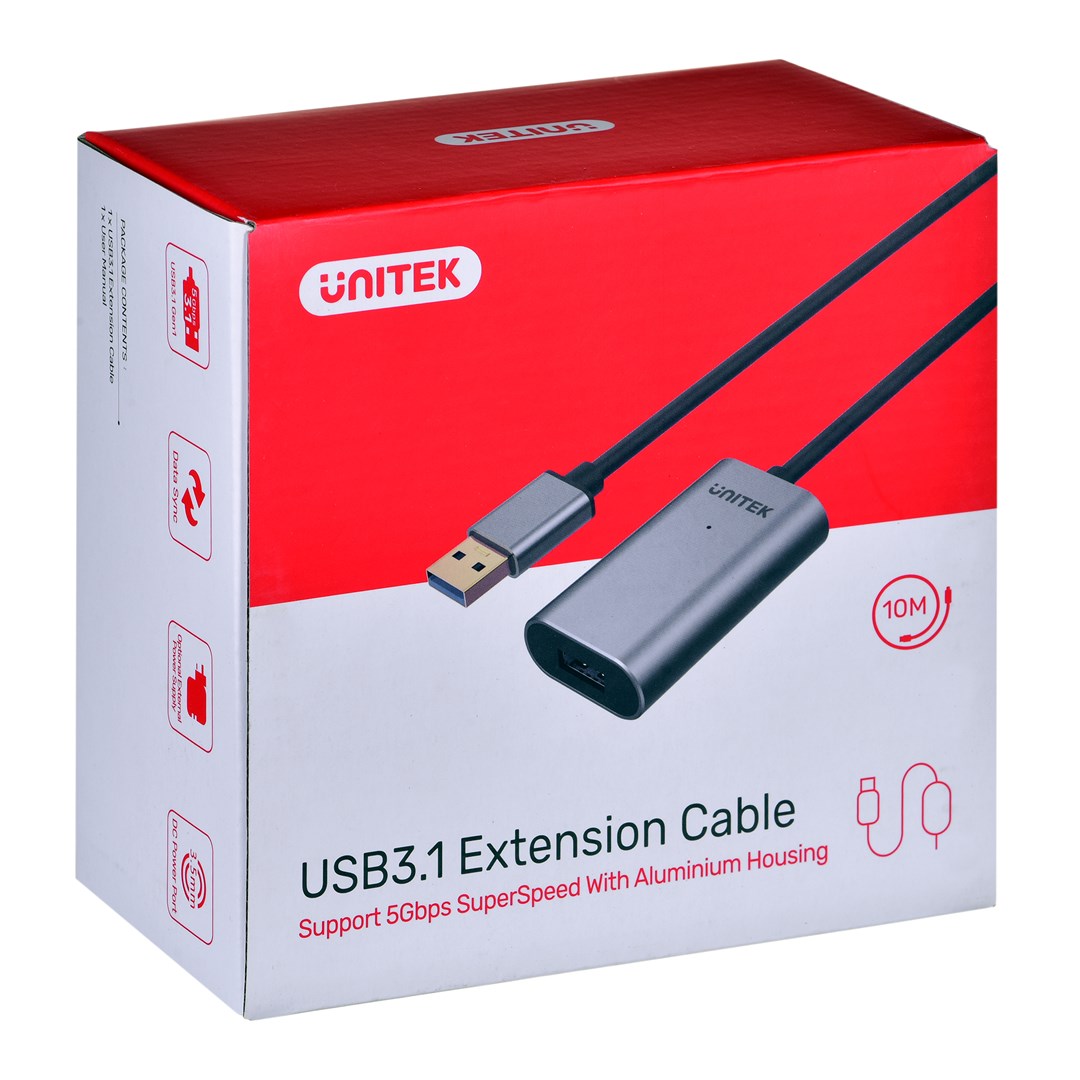 Kabllo Unitek, USB A / USB A, 10 m, e hirtë