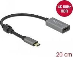 Adapter USB Delock USB C në HDMI 4K 60Hz, kabllo 20 cm, gri