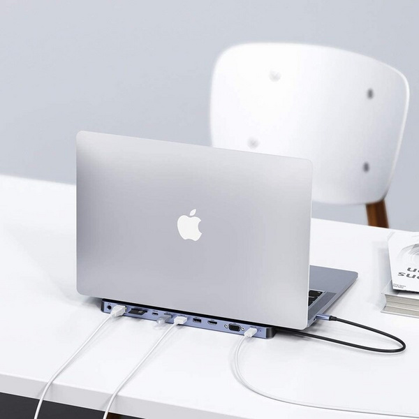 Hub multifunksional Choetech HUB-M20, USB-C, 3x USB-A 3.0, HDMI 4K, VGA, PD 100W, RJ45, jack, lexues i kartës