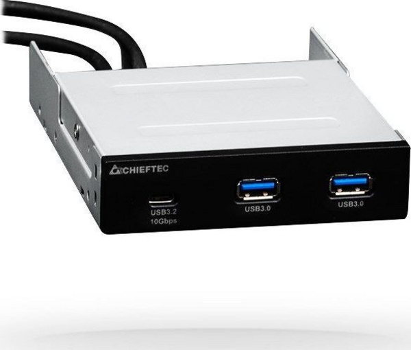 Преден панел Chieftec MUB-3003C, 2x USB 3.0, USB-C, црн