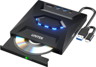 Надворешен оптички драјв UNITEK 5 во 1, CD DVD снимач, USB 3.0, црн