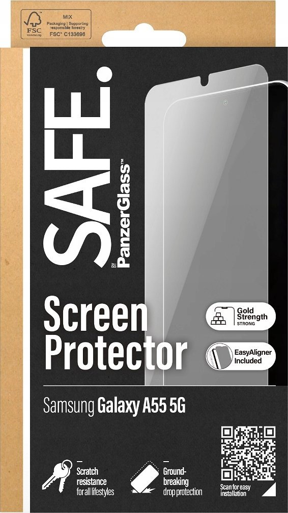 Mbrojtës ekrani PanzerGlass SAFE për Samsung Galaxy A55 5G, Ultra Wide Fit, transparent