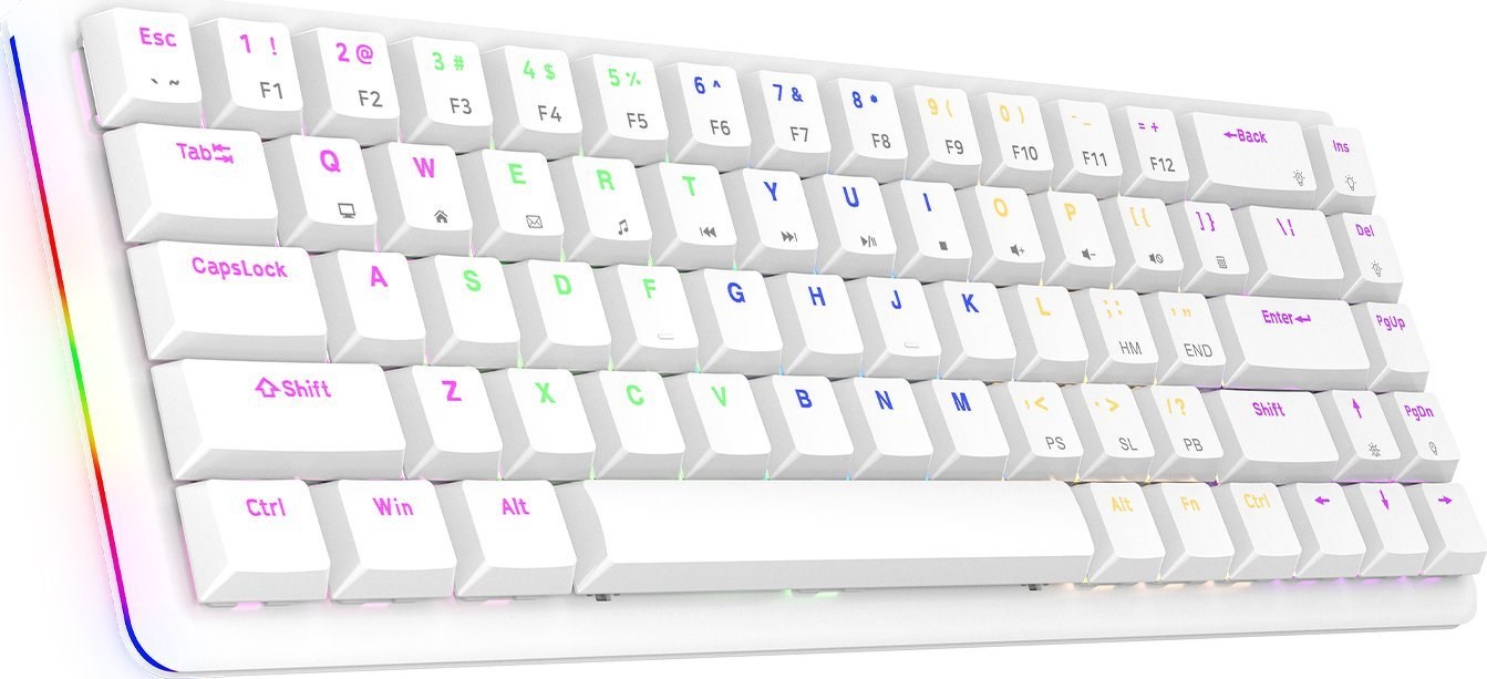 Tastierë Rampage REBEL, Red Switch, 68 çelësa, USB-C, e bardhë