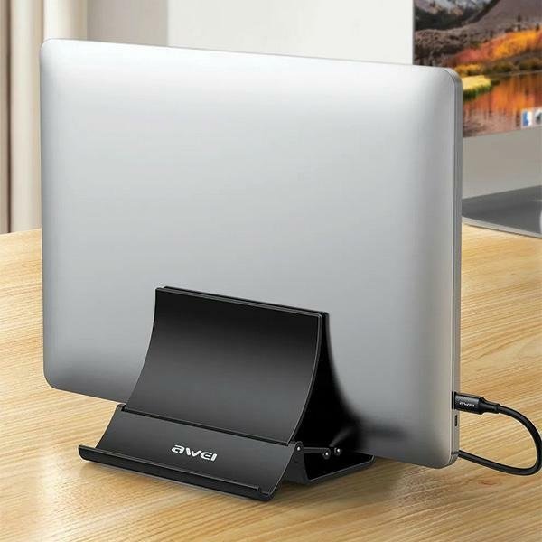 Stendë gravitacionale për laptop Awei X32, ABS, me silikon mbrojtës, e zezë