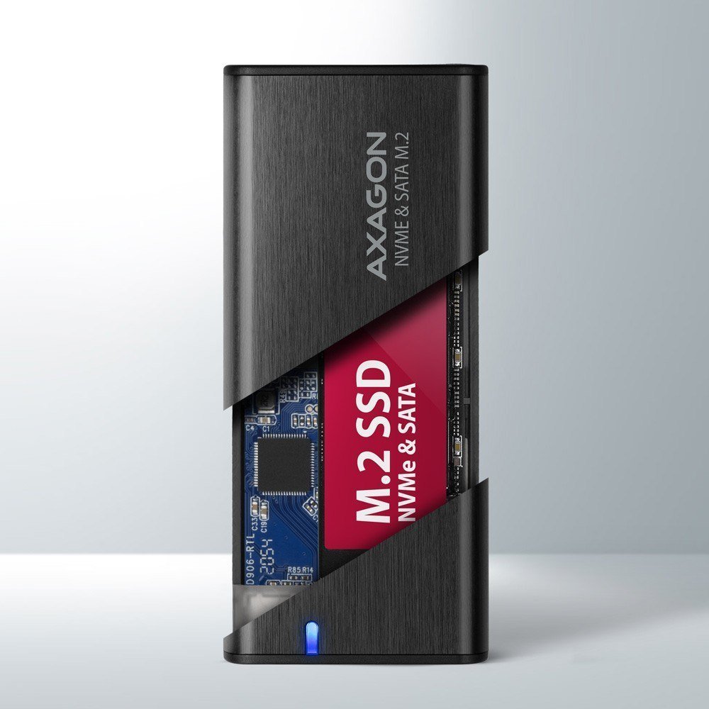 Надворешно куќиште SSD Axagon EEM2-SB2, USB C 3.2 Gen 2, M.2 NVMe SATA, алуминиум