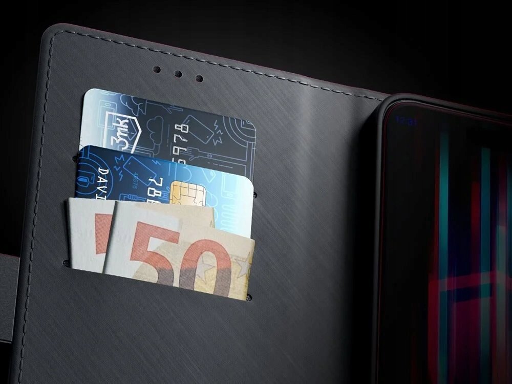 Këllëf portofol 3mk Wallet Case për Xiaomi Redmi Note 14 Pro 5G, me stand, i zi