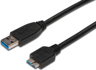 KAbllo Digitus USB-A - microUSB, 0.25m, e zezë