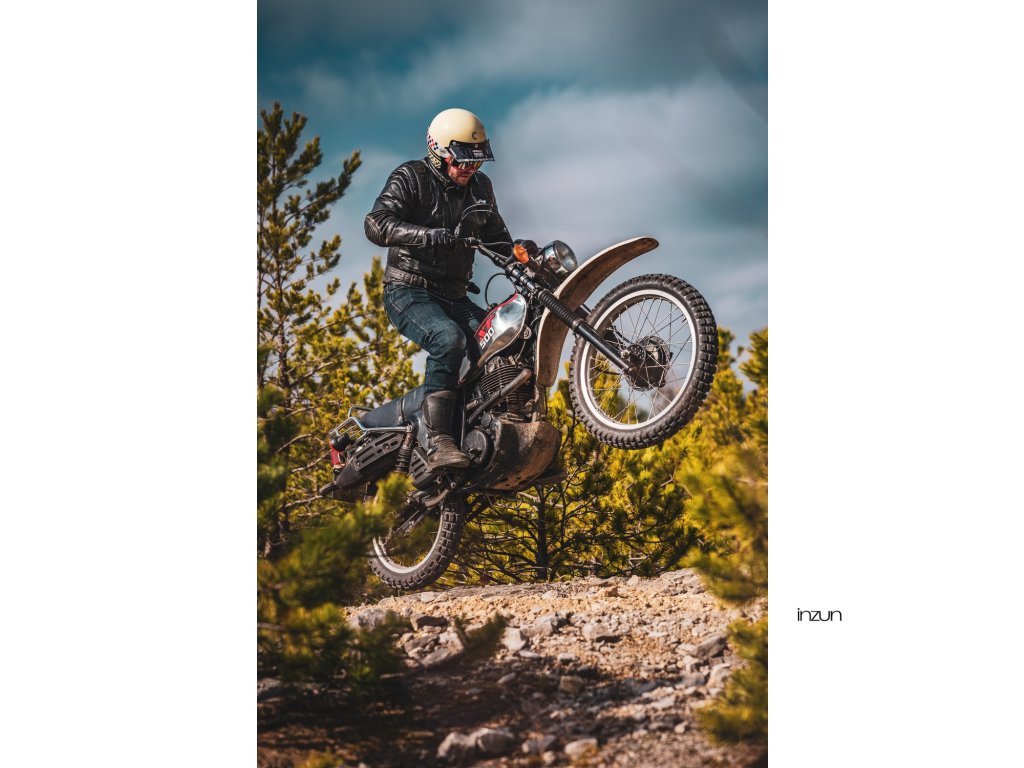 Helmë moto CASSIDA ESO Forty Nine 2026, fiberglass, retro, krem e zezë