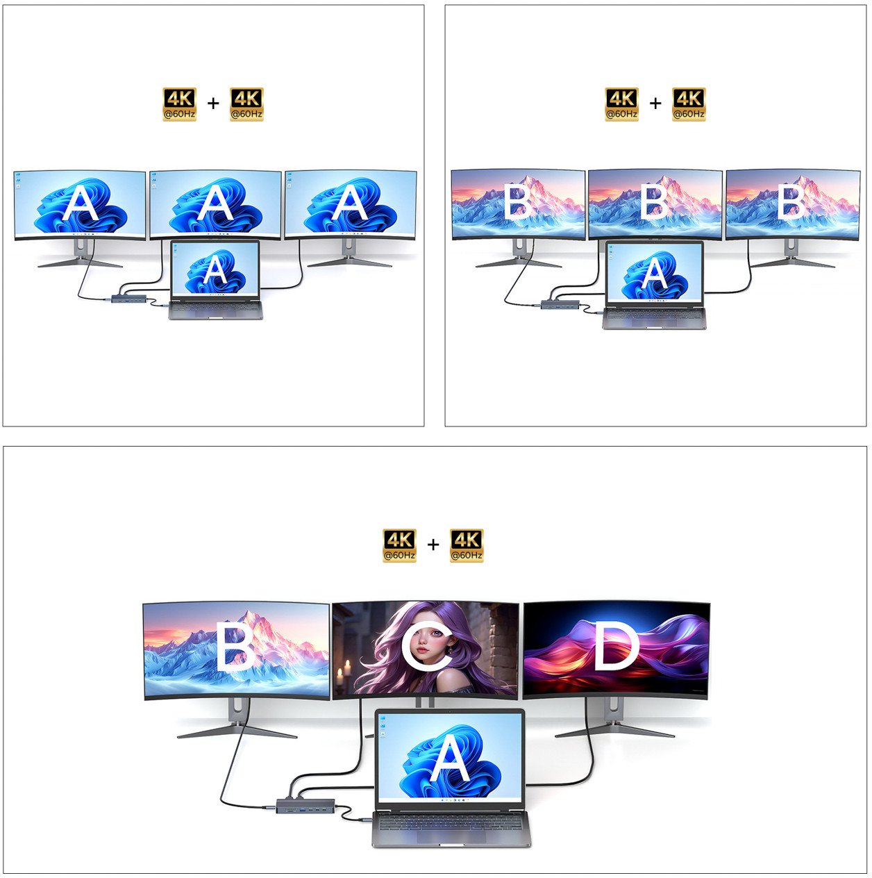 HUB USB C Wozinsky WDS03Y5S, 14 në 1, 3 monitorë 4K, 15 cm, gri