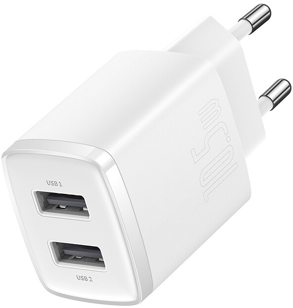 Karikues Baseus, 2xUSB-A, 10.5W, i bardhë