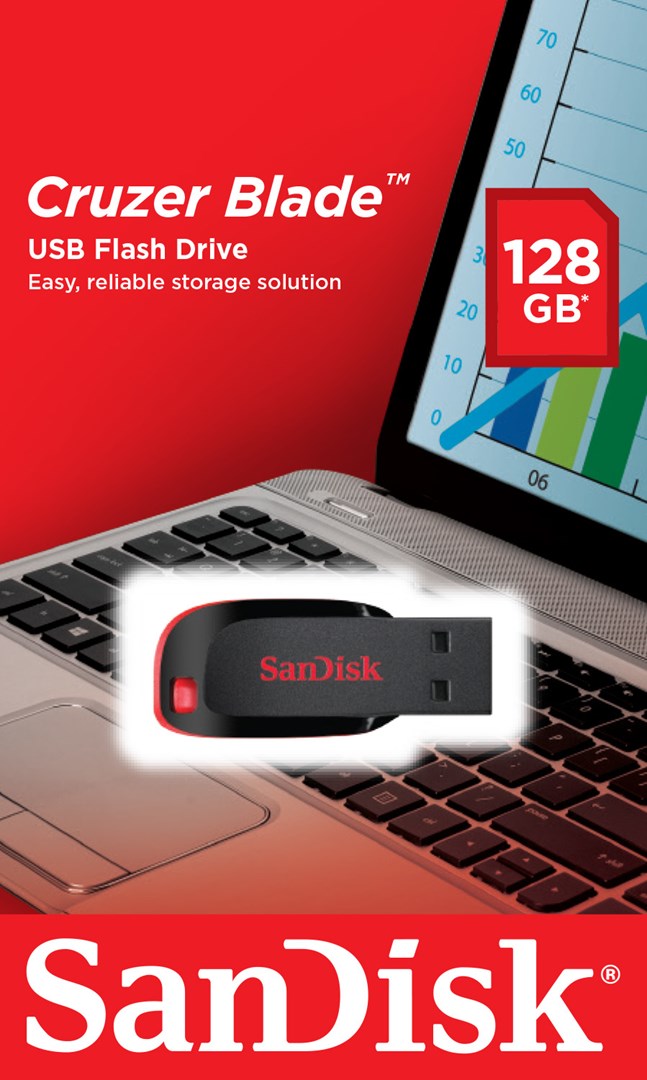 USB SanDisk Cruzer Blade, 128 GB, USB Type-A