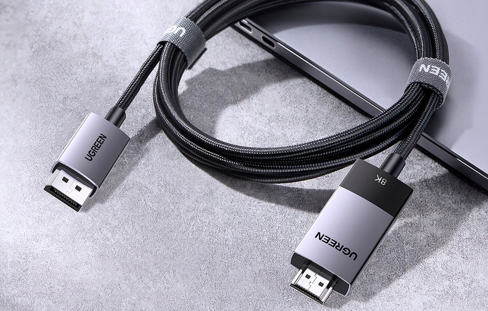 Kabllo DisplayPort në HDMI 8K 60Hz, 4K 240Hz, me mbështjellës të gërshetuar