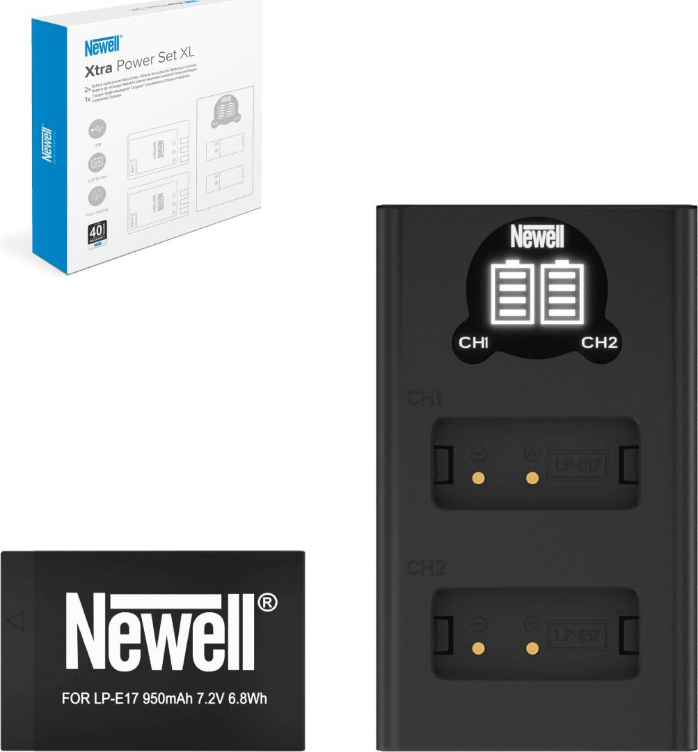 Set karikuesi dhe baterie Newell Xtra Power DL-USB-C LP-E17, për Canon