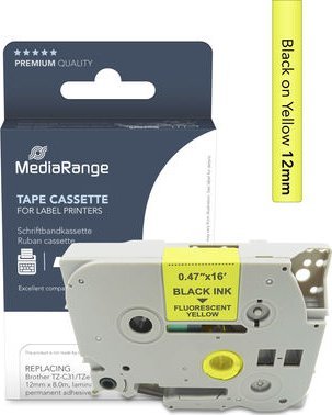 Kasetë shiriti etiketimi MediaRange MRBTZC31, 12mm, 8m, i zi